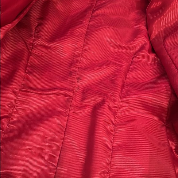 VINTAGE Y2K Women's Red genuine Leather Trench Coat mid length size M - Picture 8 of 11